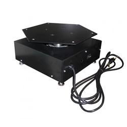 The COVER-650 Rotator is a finished, ready-to-run unit designed specifically for easy setup at a tradeshow or event. Comes standard with power cord, direction control switch, rotating power outlet, and wooden top ready for mounting your sign or display.