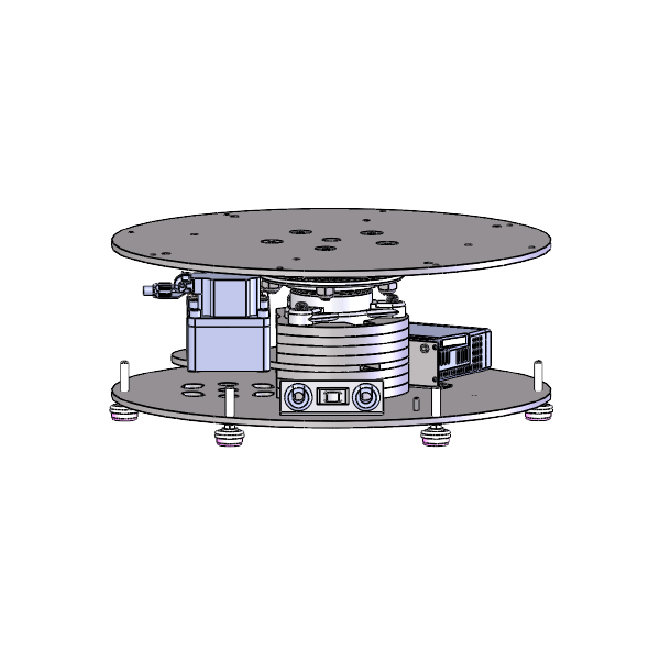 A compact low profile rotator that is very useful for heavier and taller indoor loads. This is a step up in size and power from the IR-800 with a
heavier-duty bearing. Ideal with 4ft to 6ft tops. 60W version offers variable speed and more torque.