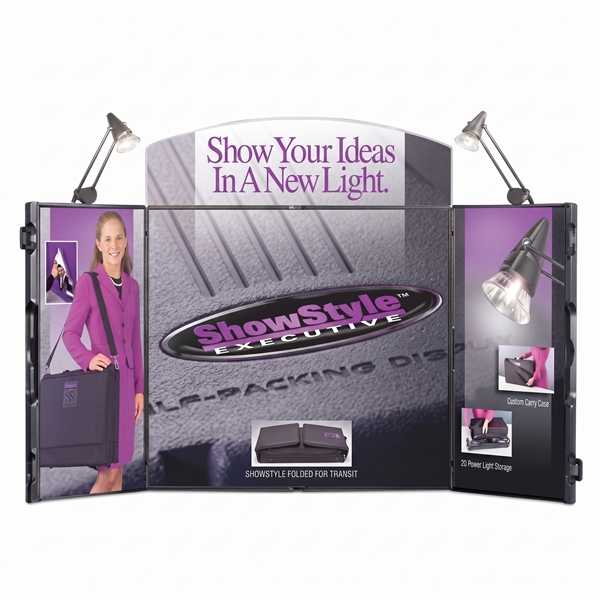 Set the stage for the perfect presentation every time with our ShowStyle Stage II halogen light travel package. Graphics grab more attention illuminated by two dazzling 50 watt LumaStar Halogen Lights. Attaching or removing the lights.