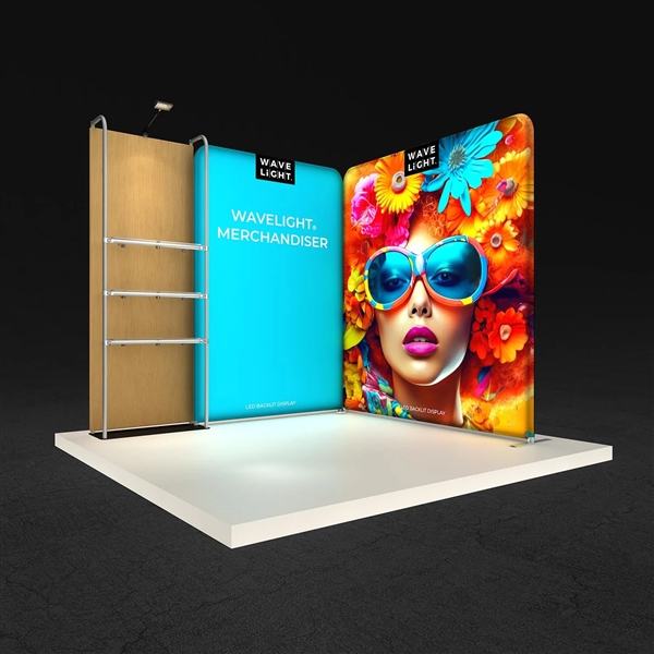 8.5ft x 8ft WaveLight Merchandiser Backlit Trade Show Display Kit K51FS with Shelving