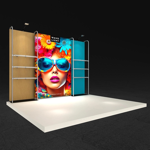11ft x 8ft WaveLight Merchandiser Backlit Trade Show Display Kit K53FS with Shelving