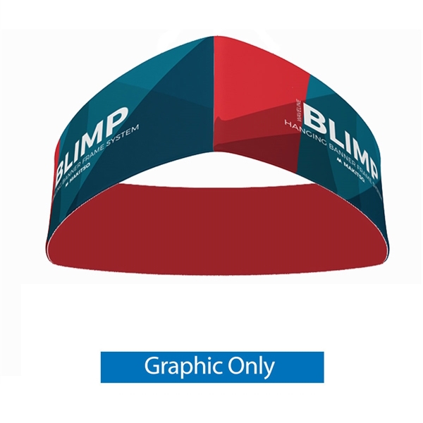 12ft x 24in MAKITSO Blimp Curved TRIO (Triangle) Hanging Tension Fabric Banner Double Sided Graphic Only. This overhead signage features curved triangle shape, lightweight aluminum frame, high quality fabric graphic and fast shipping