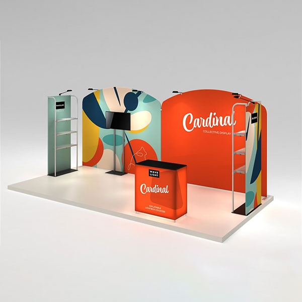 20ft x 8ft Waveline Cardinal Trade Show Booth | w/ Shelving