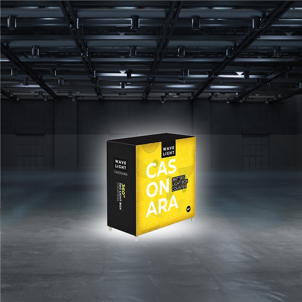 Breathe new light into your exhibit or retail space with Wavelight Casonara Light Box Counters. These backlit counters feature vibrant tension fabric graphics, illuminated from the inside out for max visibility at the trade show or convention . This 39in