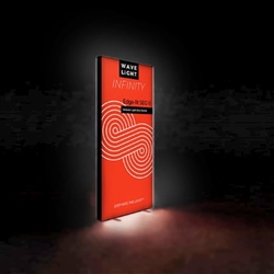The 3ft wide x 8ft tall Wavelight Infinity 950L lightbox display creates an edgeless illuminated trade show booth that can be combined with other units to create an immersive graphic experience. This kit features backlit hardware, double-sided custom grap