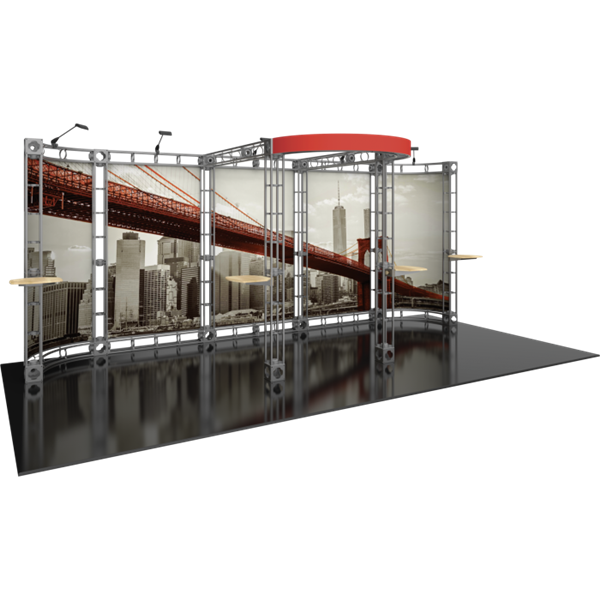 10ft x 20ft Polaris Orbital Express Trade Show Truss Display Booth with Fabric Graphics is a strong, professional, ultra-slick and stylish truss booth exhibit. Orbital Express Truss will give your next tradeshow the amazing look of a full custom exhibit