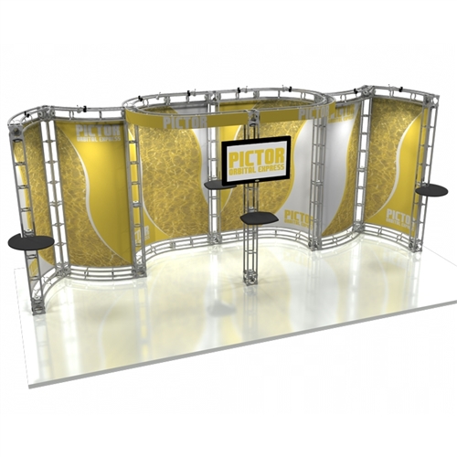 10ft x 20ft Pictor Orbital Express Trade Show Truss Display with Fabric Graphics is a complete truss exhibit, professionally designed to fit a 10ft � 20ft trade show booth space. Orbital truss displays are most popular trade show displays