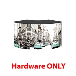Hybrid Pro Modular Counter 11 is a stylish counter solution for any exhibit, featuring accessible storage with locking doors, choice of opaque or backlit push-fit fabric graphics and top laminated accent panel cover.