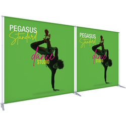 Extension kit to link two Black Pegasus Standard units at the top & bottom. The super affordable 8ft x 8ft Pegasus Standard Telescopic Silver Stand with Vinyl Banner are one of the most universal promotional displays used throughout trade show or e