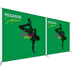 Extension kit to link two Pegasus Supreme units at the top & bottom. The super affordable 8ft x 8ft Pegasus Supreme Telescopic Stand with Vinyl Banner are one of the most universal promotional displays used throughout trade show or events.