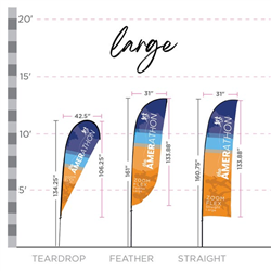 Promotional flags get your message noticed with motion!  Custom printed 15ft Zoom Flex Large outdoor flags are perfect outside retail stores, at trade shows, expos, fairs, and more.