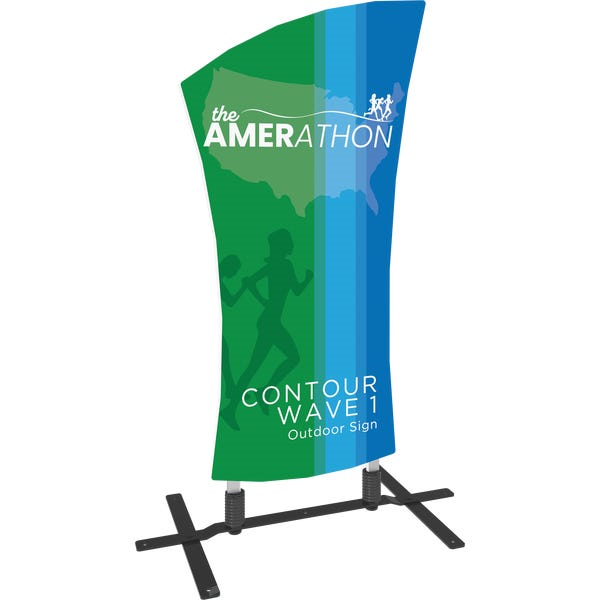 39.37in x 64.25in Contour Outdoor Sign Wave 1 | w/ Plate Base | w/ Water Base | Double-Sided