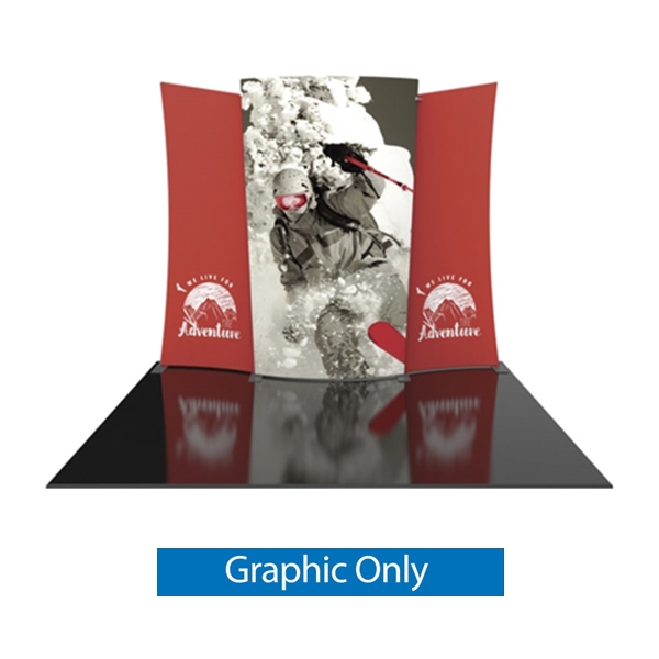 10ft Formulate Designer Series  display kit 05 have unique stylistic features and shape, are portable and easy to assemble. Formulate Designer Series tension fabric displays helps you achieve a dynamic and attractive look at your trade show, event