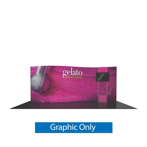 Replacement Double Sided Fabric for Orbus Formulate 20WS4 20ft Serpentine Backwall Display with Stand-off Monitor Mount and Side Table (L or R)offers a large format graphic area to get you noticed at your events!