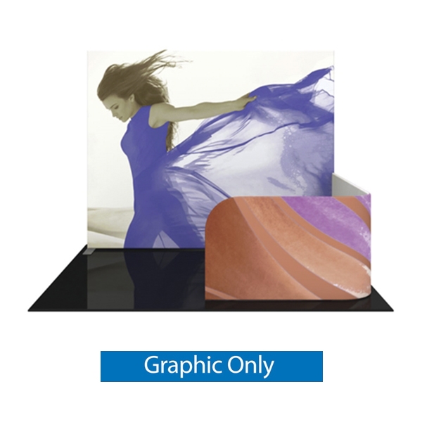 The Formulate Master Backwall Accent 04 Curved is an ideal space dividing accessory to connect to any Formulate Master straight backwall. It features a pillowcase fabric graphic and connects easily to create the appearance of one seamless display