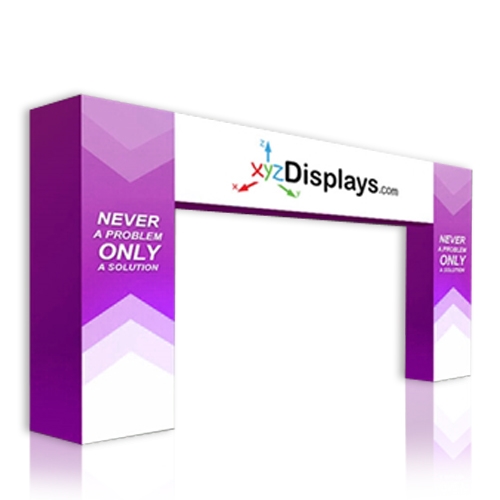 18ft w x 8ft h Formulate Arch Fabric Display Hardware and Fabric add architecture and design to any event or interior space! Easily create and define a stunning entryway, focal point or stage set at your next tradeshow or event with Formulate Arches.