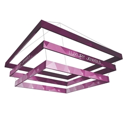 10ft x 5ft Tiered Square Formulate Master Hanging Trade Show Sign | Double-Sided Display