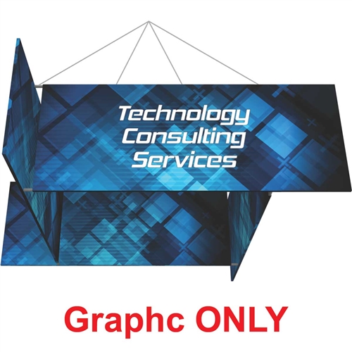 20ft x 4ft Four-Sided Pinwheel Formulate Master Hanging Trade Show Sign | Double-Sided Replacement Fabric Banner