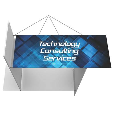 18ft x 4ft Four-Sided Pinwheel Formulate Master Hanging Trade Show Sign | Single-Sided Display