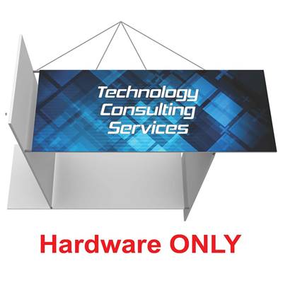 20ft x 4ft Four-Sided Pinwheel Formulate Master Hanging Trade Show Sign | Display Hardware Only