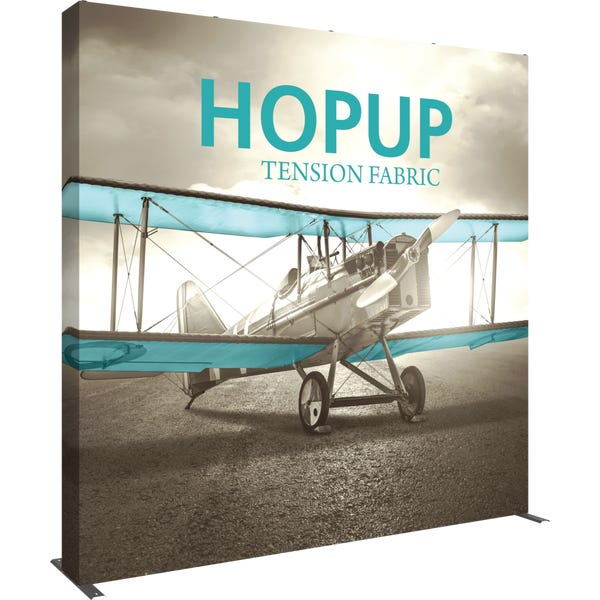 This 10x10 collapsible popup backdrop display expands in minutes for the fastest trade show booth setup possible. Hopup banner walls are lightweight, portable, and ideal for trade shows popup walls, step & repeat backdrops, stage backwalls, and more.