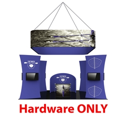 Formulate Fusion 10 Hardware Only features structures that combine the latest developments in fabric printed technology with heavy-duty aluminum frames to create a space that fosters great traffic flow and conversation areas. The 12ft tall center fabric t