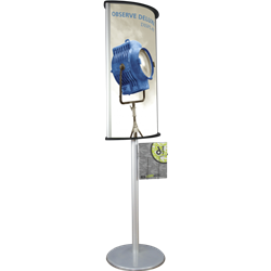 74.5in Observe Deluxe Double-Sided Display with Literature Pockets is a sleek info center with a sturdy base and back to back literature pockets. Observe Deluxe Double Sided Sign acts as a great satellite display for exhibitors