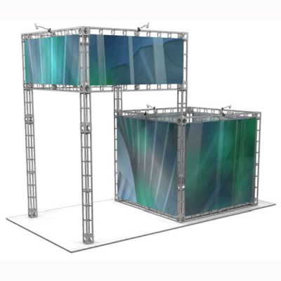 This 10 x 20 custom trade show truss system will help you stand out at the next trade show, drawing attention from across the exhibit floor.  Truss exhibits are one of the most structurally elaborate trade show displays.  They are popular with exhibitors