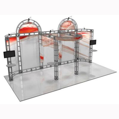 This 10 x 20 custom trade show truss system will help you stand out at the next trade show, drawing attention from across the exhibit floor.  Truss exhibits are one of the most structurally elaborate trade show displays.  They are popular with exhibitors