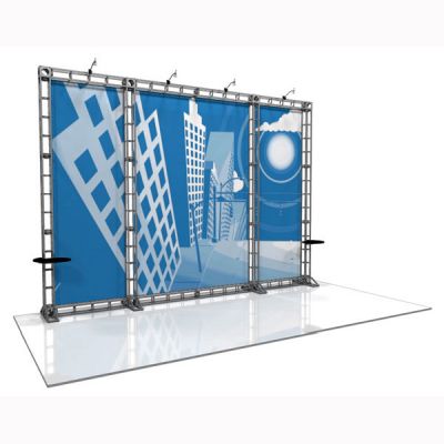 This 10 x 20 custom trade show truss system will help you stand out at the next trade show, drawing attention from across the exhibit floor.  Truss exhibits are one of the most structurally elaborate trade show displays.  They are popular with exhibitors