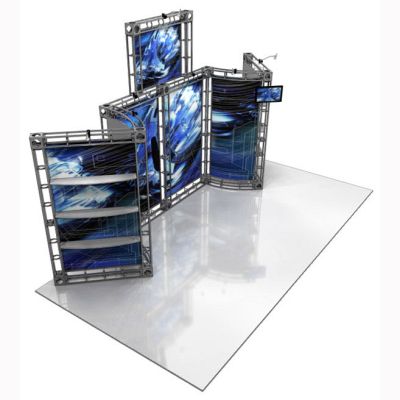 This 10 x 20 custom trade show truss system will help you stand out at the next trade show, drawing attention from across the exhibit floor.  Truss exhibits are one of the most structurally elaborate trade show displays.  They are popular with exhibitors