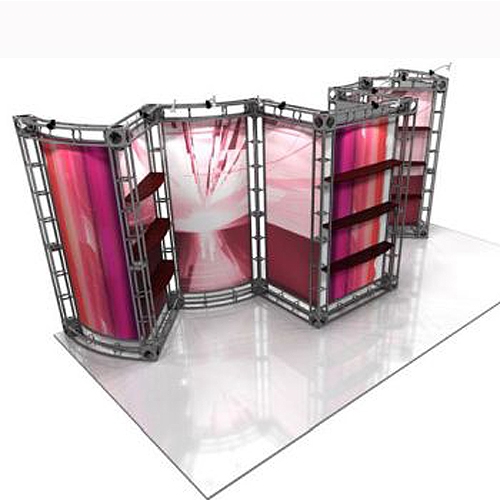 This 10 x 20 custom trade show truss system will help you stand out at the next trade show, drawing attention from across the exhibit floor.  Truss exhibits are one of the most structurally elaborate trade show displays.  They are popular with exhibitors
