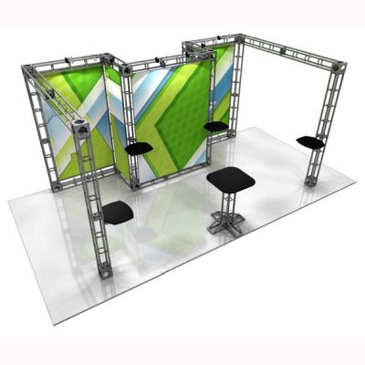 This 10 x 20 custom trade show truss system will help you stand out at the next trade show, drawing attention from across the exhibit floor.  Truss exhibits are one of the most structurally elaborate trade show displays.  They are popular with exhibitors
