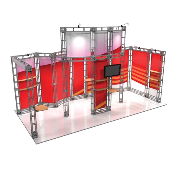 This 10ft x 15ft custom trade show truss system will help you stand out at the next trade show, drawing attention from across the exhibit floor.  Truss exhibits are one of the most structurally elaborate trade show displays.