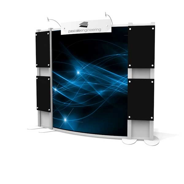 10ft x 10ft Xvline Curved Backwall w/ Four Standoff Panels - XV11