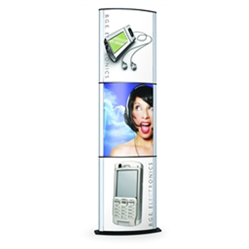 22in x 28in Convex Poster Two Sided Triple Elliptical Silver Signholder. Dramatic, stylish, elegant two sided curved design. Perfect for exhibits, retail, restaurants, trade shows and malls.