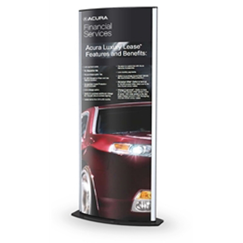 22in x 56in Convex Poster Two Sided Long Curved Black Signholder, stylish, elegant two sided curved design. Perfect for exhibits, retail, restaurants, trade shows and malls.
