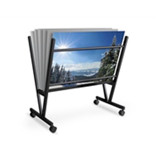 32in H x 34in W Welded Steel Black Print Racks are a must-have when selling or displaying your art in galleries, shops and art shows.Holding virtually any kind flat artwork, from mounted photographs to shallow canvases, print racks