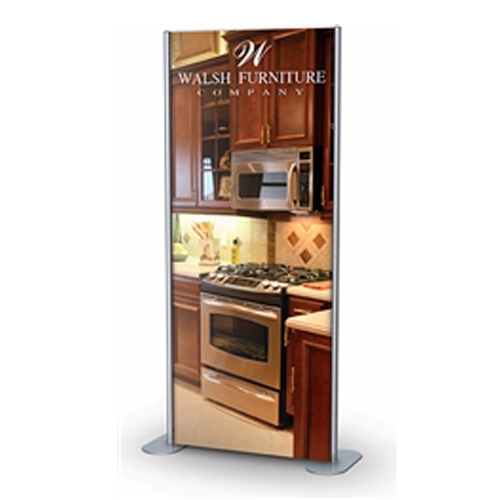 96in Double Sided Center Upright Skyscraper Mightee Mounts Silver Sign Holder is a quick and easy sign display to recommend to your customers. Skyscraper Mighty Mounts are extra sturdy floor rigid graphic stands for tall rigid graphics.