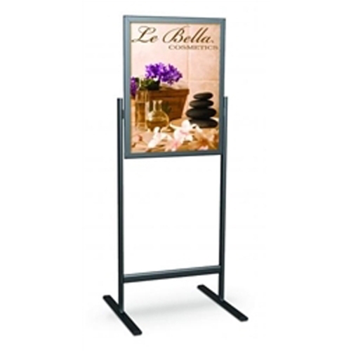 22in x 28in Easy-Open One-Sided Snapframe Stands Silver is a popular item seen outside on the sidewalks of retails shops and convenient stores. All four sides of the Sign and Poster snap frames open allowing access to the displayed sign or poster.