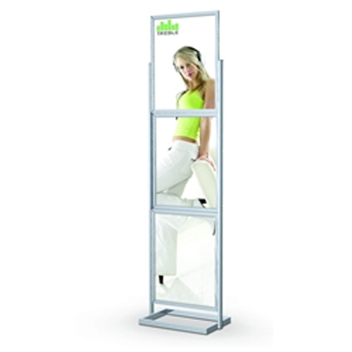 22in x 28in - 89in h Poster Sign holder 3 tier Black are used in various locations including restaurants, hotels, retail stores, and even homes, to display favorite pictures or photos!. Perfect for exhibits, retail, restaurants, trade shows and malls.