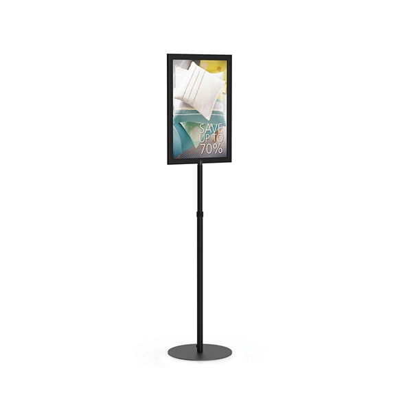 Perfex Pedestal Square Base Telescopic Pole Sign Frame designed to get your marketing message noticed on the trade show or retail floor. These store displays hold 11in x 17in custom graphics that are easy to replace & update.