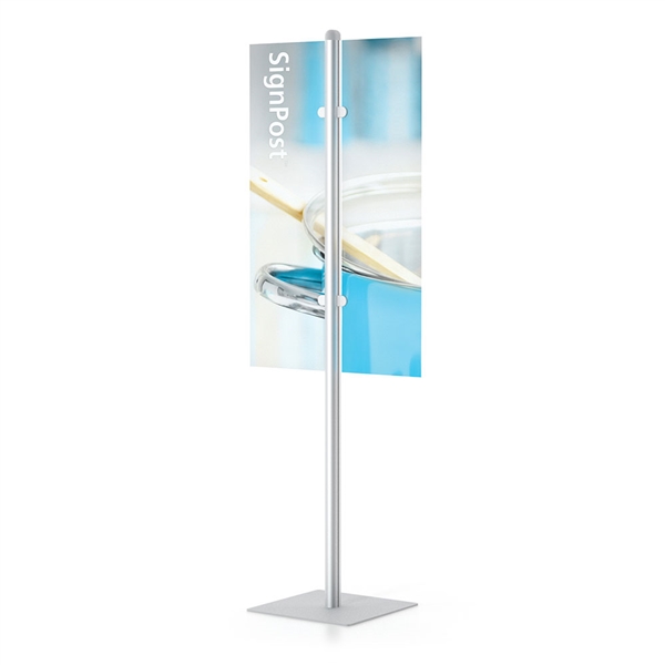 SignPost Rigid Pannel Grippers Graphic Stand designed to get your marketing message noticed on the trade show or retail floor. These store displays hold 72in custom graphics that are easy to replace & update.