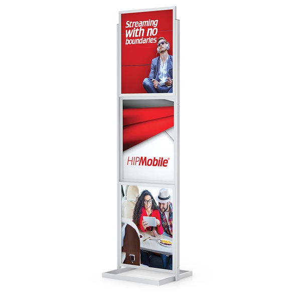 Poster 1-Tier Sign Holder designed to get your marketing message noticed on the trade show or retail floor. These store displays hold 22in x 28in custom graphics that are easy to replace & update.