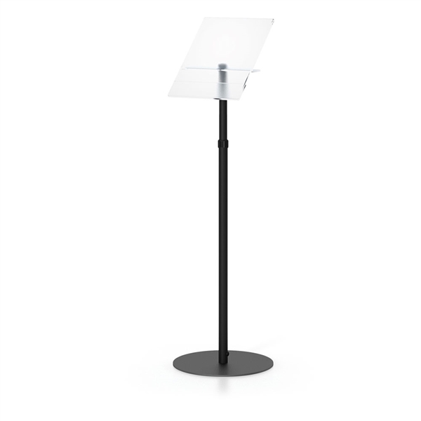 Telescopic Acrylic Stand with 11 Round Base designed to get your marketing message noticed on the trade show or retail floor. These store displays hold 11in custom graphics that are easy to replace & update.