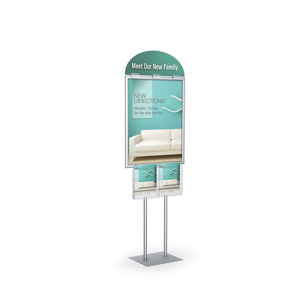 Information Center Signholder W/4 Pamphlet Holders LF2 (2 Each Side) designed to get your marketing message noticed on the trade show or retail floor. These store displays hold 22in x 28in custom graphics that are easy to replace & update.