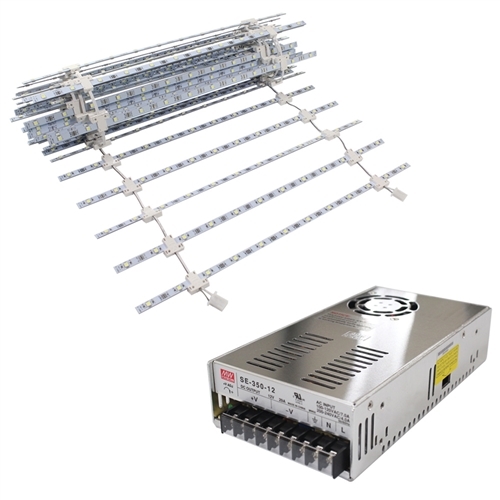 Resort Ladder Lights - 10 ft X 8 ft Double-Sided LED. Made like a rope ladder, these are very bright LED lights that can hang. Use for SEG backlit displays*. Unroll and hang onto included hooks located on top frame, inside. Transformer included. LED Ladde