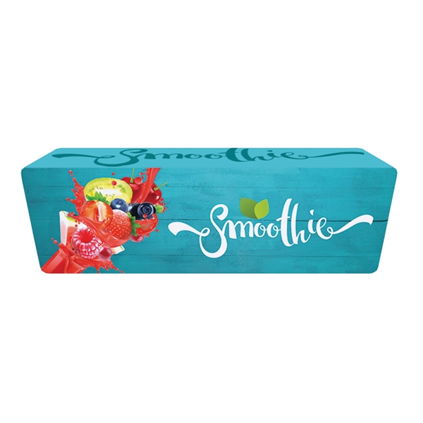 8 ft Fitted Table Throw 4-sided with Custom Dye-Sub Print - One Choice- Stylish and elegant, table throws professionally present your company image at events and trade shows. These premium quality polyester twill table throws are easy to care for and can