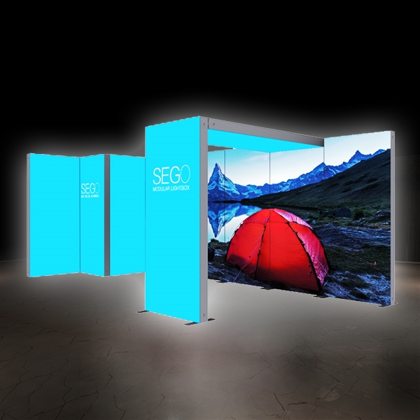 20ft x 10ft SEGO Backlit Booth | w/ Storage |  Configuration F