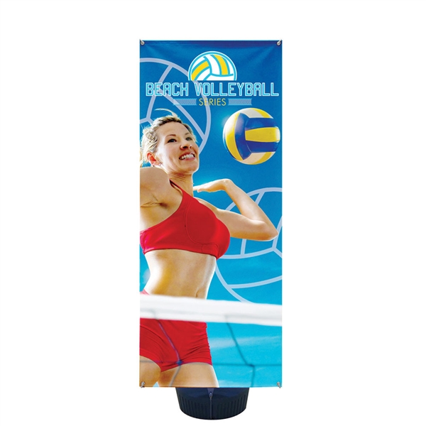 3ft x 6ft Zephyr Outdoor Banner Stand Single-Sided Graphic Package has adjustable width and height to hold wide range of banners with corner grommets. Zephyr Outdoor Banner Stand can support a few sizes of graphics, allowing you displaying your message
